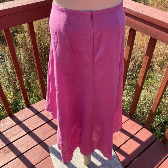 Dana Buchman Linen lined zip circle midi skirt deep Barbicore pink 4 - Picture 8 of 14